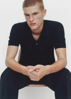 MANGO Kardigany I Swetry|Koszulki Polo*Koszulka polo z cienkiej prążkowanej dzianiny