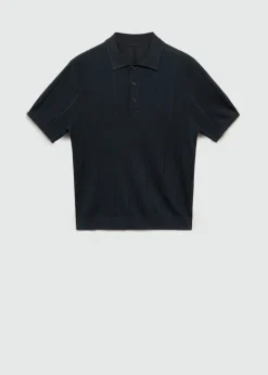 MANGO Kardigany I Swetry|Koszulki Polo*Koszulka polo z cienkiej prążkowanej dzianiny