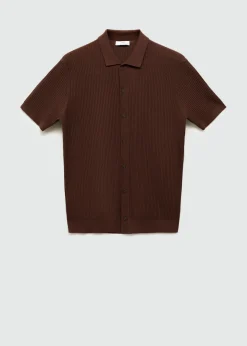 MANGO Kardigany I Swetry|Koszulki Polo*Koszulka polo z cienkiej prążkowanej dzianiny z guzikami