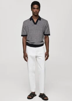 MANGO Kardigany I Swetry|Koszulki Polo*Koszulka polo z dzianiny w paski z kontrastowym kołnierzykiem