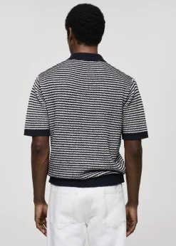 MANGO Kardigany I Swetry|Koszulki Polo*Koszulka polo z dzianiny w paski z kontrastowym kołnierzykiem