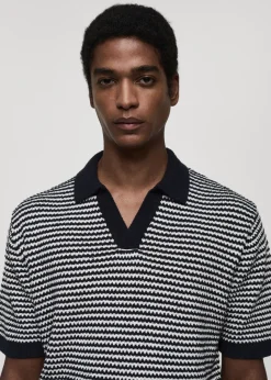 MANGO Kardigany I Swetry|Koszulki Polo*Koszulka polo z dzianiny w paski z kontrastowym kołnierzykiem