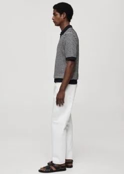 MANGO Kardigany I Swetry|Koszulki Polo*Koszulka polo z dzianiny w paski z kontrastowym kołnierzykiem