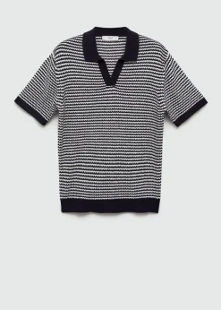 MANGO Kardigany I Swetry|Koszulki Polo*Koszulka polo z dzianiny w paski z kontrastowym kołnierzykiem