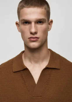 MANGO Kardigany I Swetry|Koszulki Polo*Koszulka polo z dzianiny bawełnianej o średniej grubości z teksturą