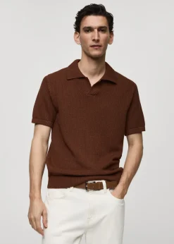 MANGO Kardigany I Swetry|Koszulki Polo*Koszulka polo z prążkowanej dzianiny