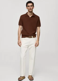 MANGO Kardigany I Swetry|Koszulki Polo*Koszulka polo z prążkowanej dzianiny