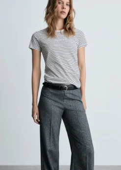 MANGO Koszulki*Koszulka w paski z logo