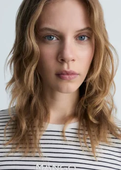 MANGO Koszulki*Koszulka w paski z logo