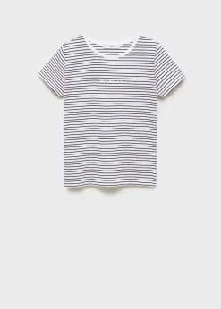 MANGO Koszulki*Koszulka w paski z logo
