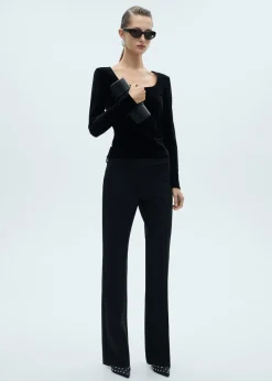 MANGO Topy|Koszulki*Koszulka z aksamitu z dekoltem