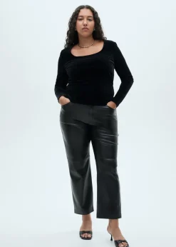 MANGO Topy|Koszulki*Koszulka z aksamitu z dekoltem