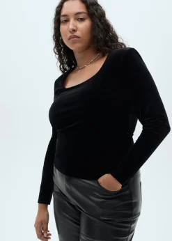 MANGO Topy|Koszulki*Koszulka z aksamitu z dekoltem