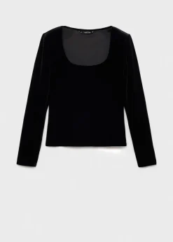 MANGO Topy|Koszulki*Koszulka z aksamitu z dekoltem