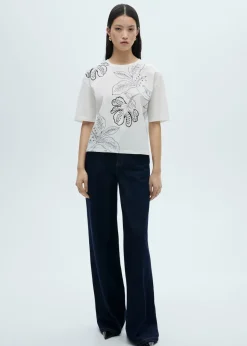 MANGO Koszulki*Koszulka z bawełny z nadrukiem kwiatu