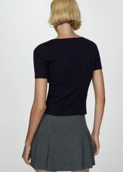 MANGO Swetry I Kardigany|Koszulki*Koszulka z cienkiej dzianiny z krótkim rękawem