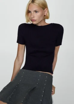 MANGO Swetry I Kardigany|Koszulki*Koszulka z cienkiej dzianiny z krótkim rękawem