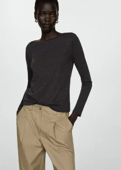 MANGO Koszulki*Koszulka z dekoltem w łódkę i długim rękawem