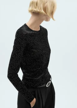 MANGO Topy|Koszulki*Koszulka z długim rękawem i strasem