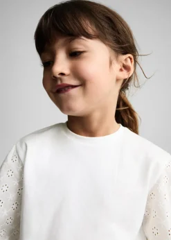 Dzieci MANGO Koszulki*Koszulka z haftem na rękawie