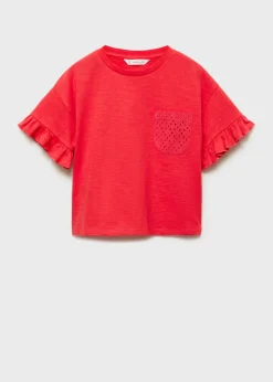 Dzieci MANGO Koszulki I Topy*Koszulka z kieszonką i haftem