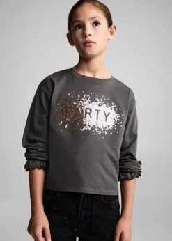 Dzieci MANGO Koszulki I Topy*Koszulka z nadrukiem i cekinami