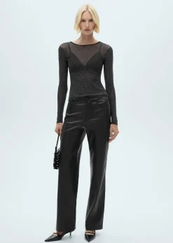 MANGO Topy|Koszulki*Koszulka z półprzezroczystego lureksu