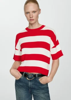 MANGO Swetry I Kardigany|Koszulki*Koszulka z prążkowanej dzianiny