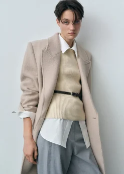 MANGO Swetry I Kardigany|Topy*Koszulka z prążkowanej mieszanki wełny