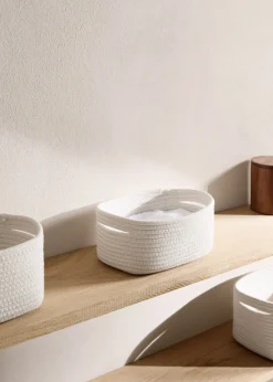 MANGO Kosze Do Sypialni|Kosze Do Salonu*Koszyk do przechowywania z 100% bawełny 22 x 14 cm