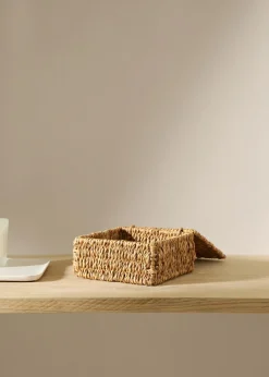 MANGO Przedmioty Do Dekoracji Salonu|Kosze Do Sypialni*Koszyk z naturalnych włókien z pokrywą 17 x 17 cm