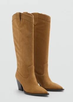 MANGO Buty*Kozaki kowbojki z dwoiny