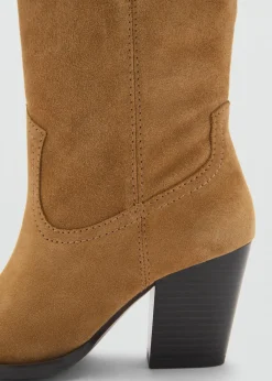 MANGO Buty*Kozaki kowbojki z dwoiny