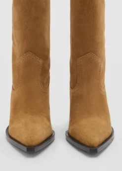 MANGO Buty*Kozaki kowbojki z dwoiny