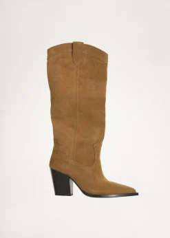 MANGO Buty*Kozaki kowbojki z dwoiny