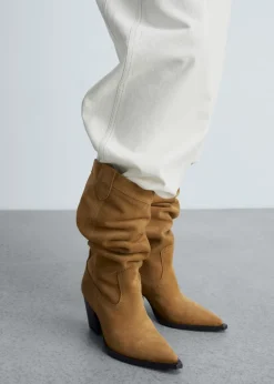 MANGO Buty*Kozaki kowbojki z dwoiny