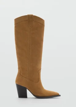 MANGO Buty*Kozaki kowbojki z dwoiny
