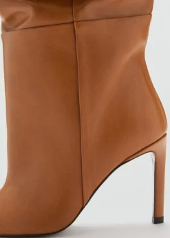 MANGO Akcesoria Skórzane*Kozaki skórzane z marszczeniem