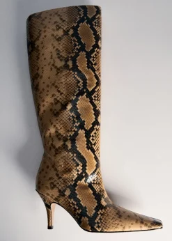 MANGO Buty|Akcesoria Skórzane*Kozaki skórzane ze wzorem skóry węża