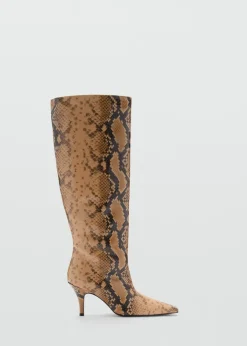 MANGO Buty|Akcesoria Skórzane*Kozaki skórzane ze wzorem skóry węża