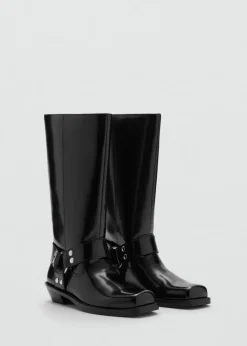 MANGO Buty*Kozaki z kwadratowym noskiem i metalowymi elementami