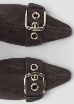 MANGO Buty*Kozaki ze skóry dwoiny ze sprzączkami