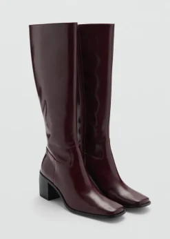 MANGO Buty|Akcesoria Skórzane*Kozaki ze skóry z suwakiem