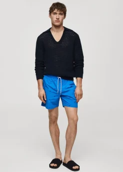 MANGO Więcej Akcesoriów*Kąpielówki z troczkami i wyhaftowanym motywem ryby