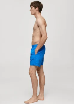 MANGO Więcej Akcesoriów*Kąpielówki z troczkami i wyhaftowanym motywem ryby