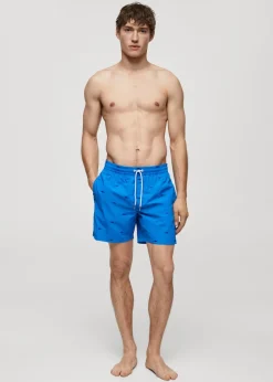 MANGO Więcej Akcesoriów*Kąpielówki z troczkami i wyhaftowanym motywem ryby