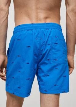 MANGO Więcej Akcesoriów*Kąpielówki z troczkami i wyhaftowanym motywem ryby