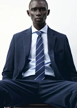 MANGO Akcesoria|Krawaty, Muszki I Chusteczki Do Nosa*Krawat w paski z jedwabiu i bawełny