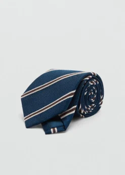 MANGO Krawaty, Muszki I Chusteczki Do Nosa*Krawat w paski z jedwabiu i bawełny