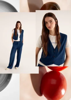 MANGO Kamizelki*Krótka kamizelka w paski